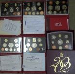 Six Royal Mint UK Proof Coin Collection sets, 1996 Deluxe, 25 Years of Decimalisation, 1997,