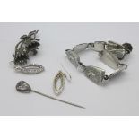 Silver jewellery including a bracelet marked Africa,