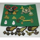 A collection of cap and other military badges including Rhodesia and South Africa