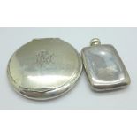 A small silver scent and a compact with monogram