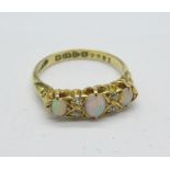 An 18ct gold, opal and diamond ring, Chester 1905, 3.