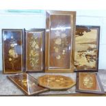 Seven Italian inlaid decorative wall panels