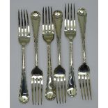 A set of six Victorian silver forks by George Adams, London 1868,