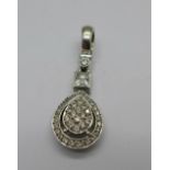 A 9ct white gold and white stone pendant, 6.6g, 3.