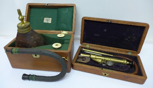 Two cased medical instruments, one marked I & S Maw, No. 11, Aldersgate St.