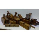 A collection of woodworking planes, various marks including Hields, Nottingham; Cox, Luckman & Son,