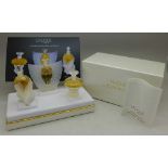 Three Lalique perfumes, Les Flacons Miniatures,