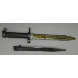 A Swedish navy issue bayonet with scabbard