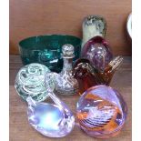 Glassware including Caithness and Wedgwood paperweights,