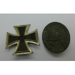A German 1939 Military Cross and a German wound badge
