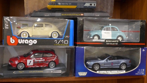 Model vehicles; Minichamps Morris Minor Police, Motor Max, Burago,