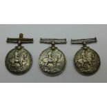 Three WWI British War medals to Dvr. H. Kana C.A.H.T.C., Dvr. J. Van Wijk C.A.H.T.C.
