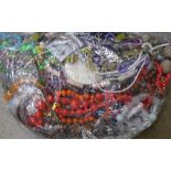 Costume jewellery, mainly bead necklaces, 2.