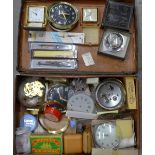 A case containing clock and watch parts, travel clocks, etc.