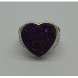 A large silver and purple Druzy ring,