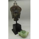 A bronze bust on stand, 24cm,