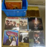 A collection of LP records, approximately seventy in total including Beatles, Abba, Sinatra,