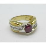 A 14ct gold, ruby and diamond ring, 8g,