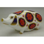 A Royal Crown Derby pig paperweight,
