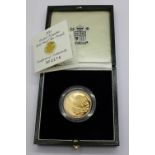 A Royal Mint 1995 UK Gold Proof Two Pounds, with certificate no.