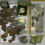Coins, mainly English, crowns including Winston Churchill, etc.