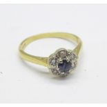 An 18ct gold, sapphire and diamond ring, 3.