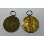 Two WWI Victory medals; to T4-161409 Dvr. H.W. Cooper A.S.C. and 12469 Sjt. W.T. Arnell Leic.R.