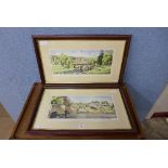 A pair of signed John Rudkin limited edition prints, Chatsworth and Ashford in the Water,