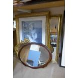 Four mirrors and print of a lady