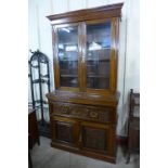 A Victorian walnut secretaire bookcase