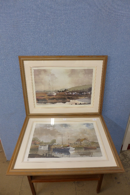 A pair of Sidney Perrin limited edition prints, Porlock Harbour and Porlock Weir, Exmoor, Somerset,