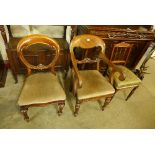 Two Victorian mahogany balloon back chairs and an Edward VII chair