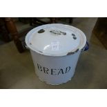 An enamel bread bin