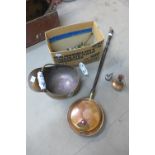 A quantity of brass and copperware