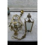 Two brass lantern hanging lights