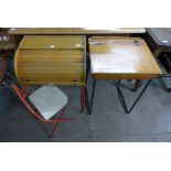 A child' Tri-ang roll-top desk and chair and another child's desk