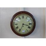 A mahogany circular fusee wall clock