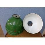 A set of four Thorlux green enamelled industrial light shades