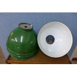 A set of four Thorlux green enamelled industrial light shades