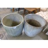 A pair of galvanised dolly tubs