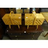 Two metamorphic sewing boxes