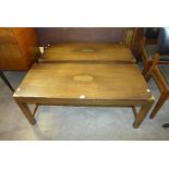 A pair of mahogany and brass mounted coffee tables