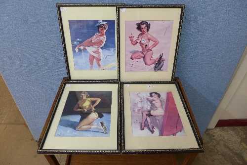 A set of four Gil Elvgren prints,