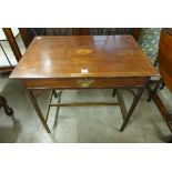A George III inlaid mahogany single drawer side table