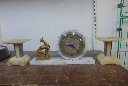 A French Art Deco clock garniture