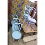A set of four painted bentwood chairs and one other