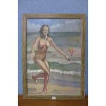Female nude study, acrylic on board,