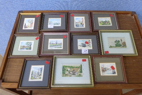 A collection of miniature watercolour paintings