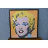 An Andy Warhol style print of Marilyn Monroe,