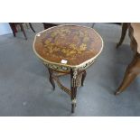 A French style mahogany, marquetry and ormolu table,